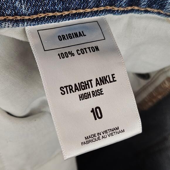 Express High Rise Straight Ankle Jeans Siz10 Light Wash Distressed Stretch Denim - Picture 8 of 13